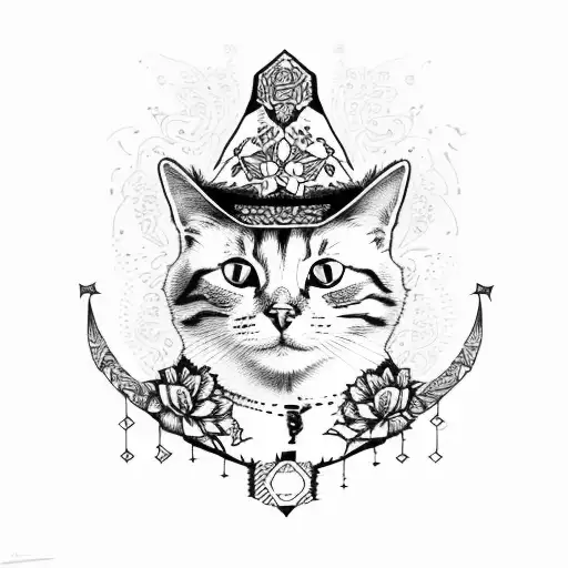 Cat With Floral Cowboy Hat