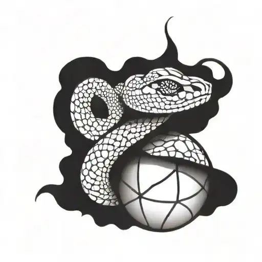 A Dynamic Composition Featuring A Snake Morphing Into A Basketball