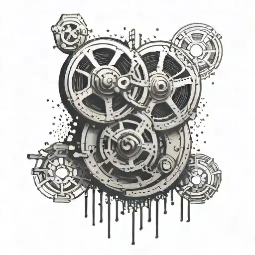 A Tattoo Of A Crying Film Reel With Binary Code In The Background