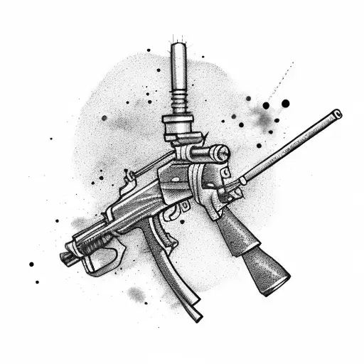 A Paintball Gun Shooting Colorful Paint Trails