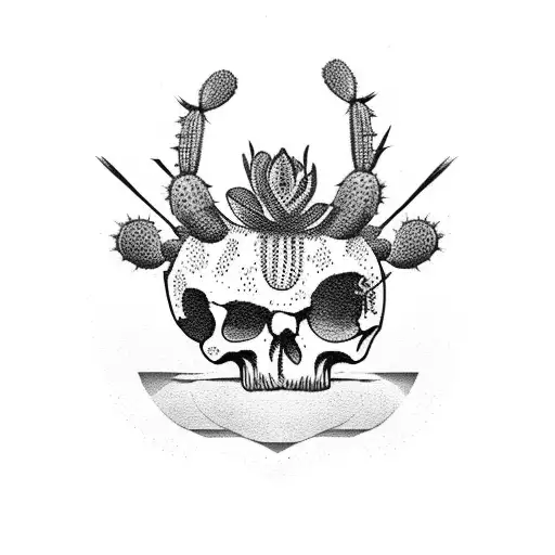 Cactus With Skulls