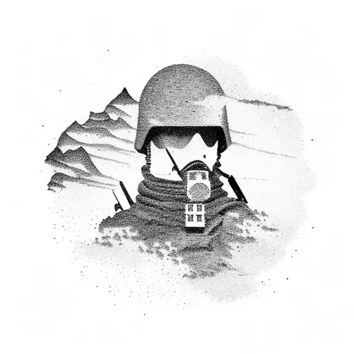 Soldier Silhouette Against A Mountain Backdrop