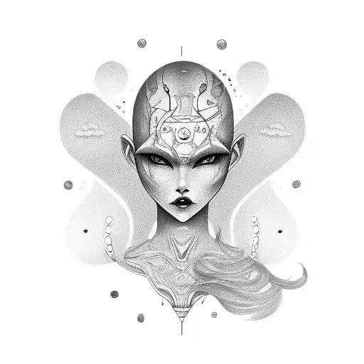 Cute Sexy Alien Woman With Flat Head