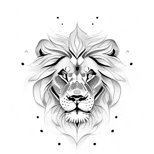 Lion Face In Center Of Rose