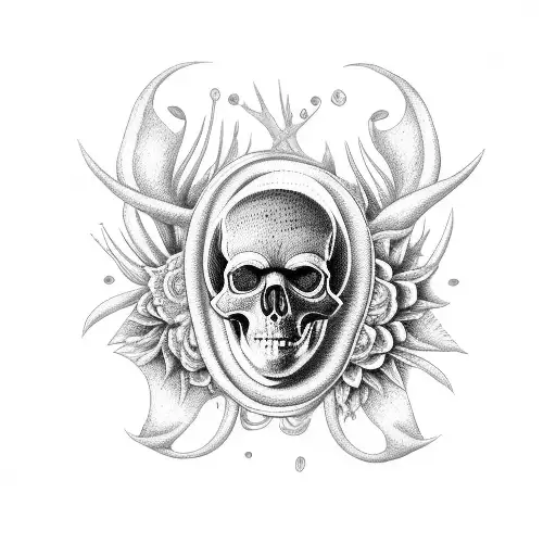 Skull Impala Horn Baby Breath Flowers