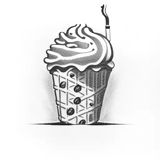 Ice Cream Cone Cartoon Smoking A Cigarette