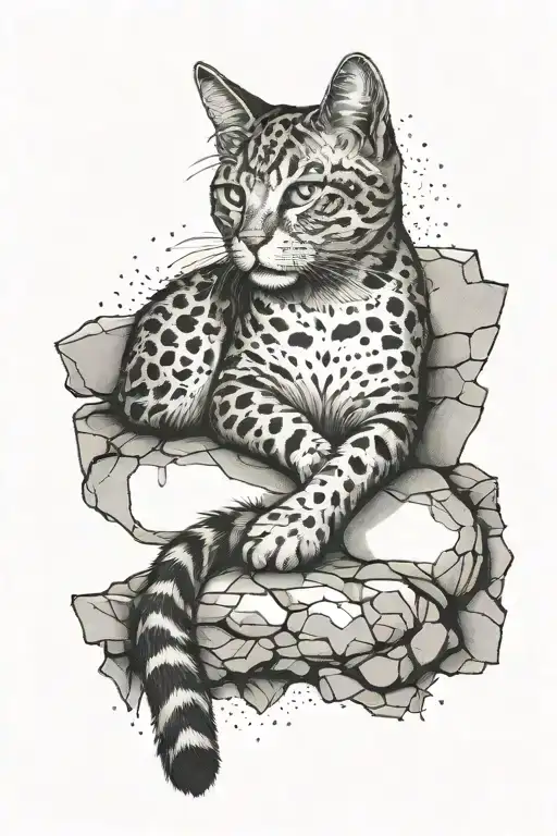 Cat Laying On A Stonewall