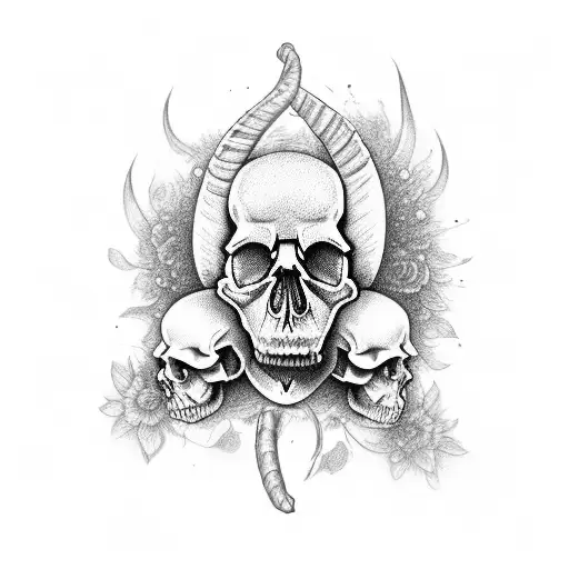 Skull Impala Horn Baby Breath Flowers Nature Death