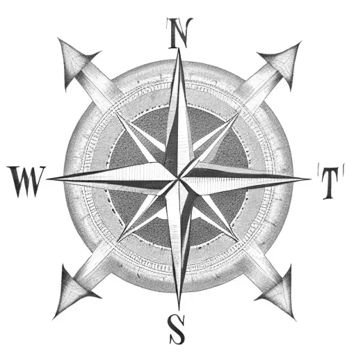 A Compass Surrounded By A Wreath Of Road Signs