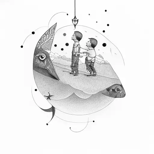 Father Holding Son In The Sky