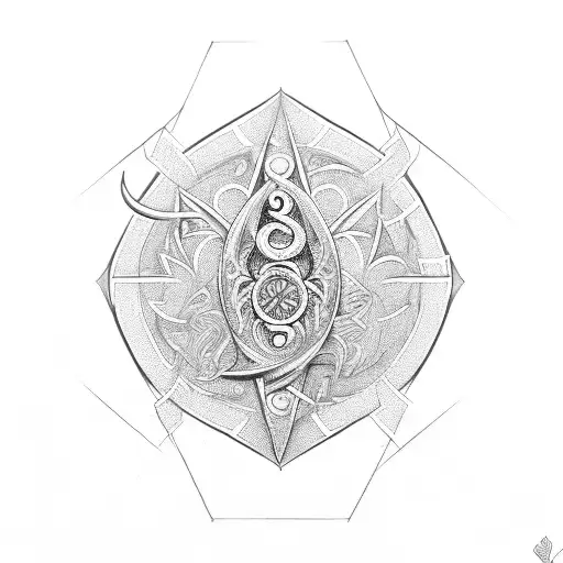 A Trident Made Of Intricate Geometric Patterns And The Symbol Om