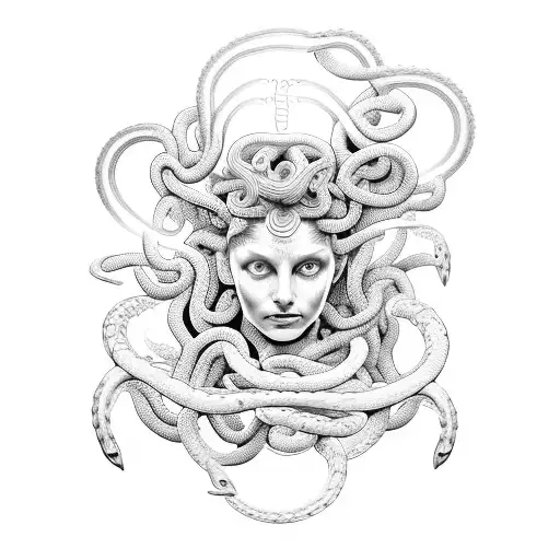 A Mesmerizing Medusa With Glowing Neon Snakes Intertwined In A Java Code Pattern