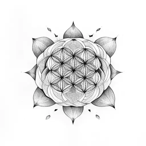 Flower Of Life Mixed Surrounded By Birth Flowers For Morning Glory And Daffodils