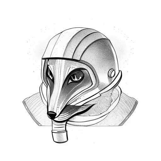 Fox Wearing A Military Helmet In Dotwork Style