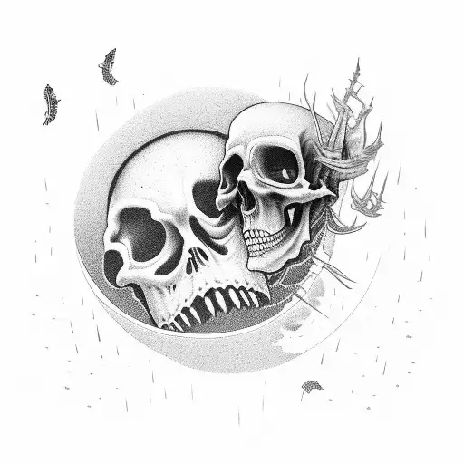 Itchi Mixed With Grim Reaper Inside A Grave Yard With Big Moon And Crows