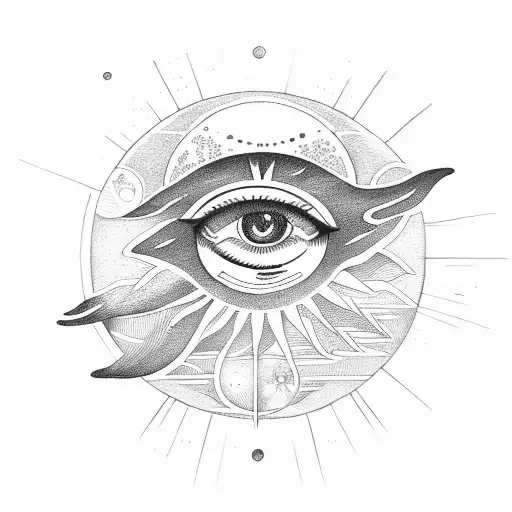Sun And Moon With Eye Of Ra