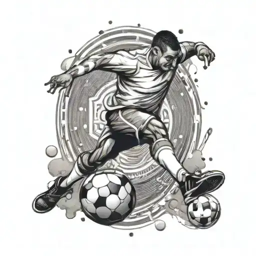 Create A Tattoo Of A Football Player Kicking A Bitcoin Symbol Instead Of A Ball