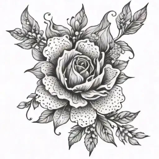 A Delicate Floral Design With Hidden Flames Representing Feminine Power And Passion