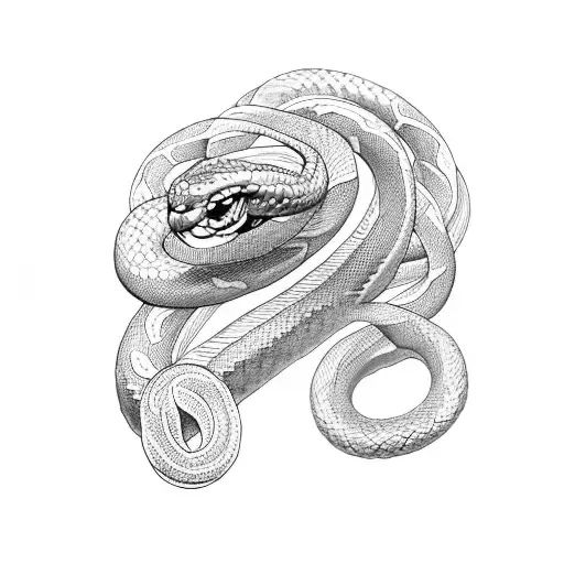 Arm Wrapped By A Snake With An Apple