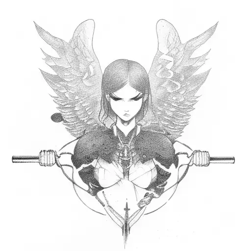 Fallen Angel Lifting Weights In A Dark And Mysterious Setting