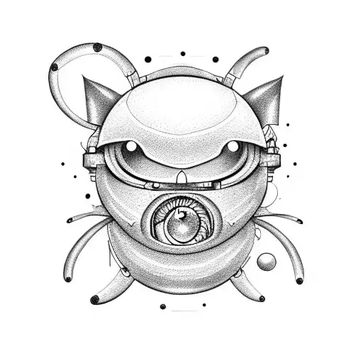 Cute Style Minimalist Tattoo Alien Design