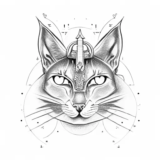 Anubis With Cat And Eye Of Ra