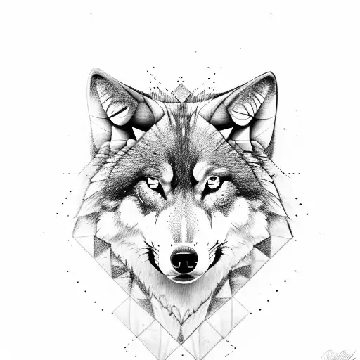 Half Graphic Wolf Half Geometric Wolf