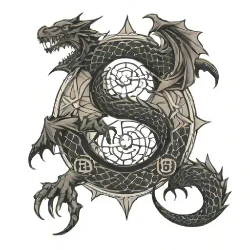 An Anime-inspired Medical Symbol With A Dragon Motif