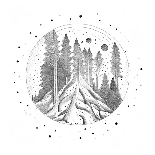 The View Of Looking Up In A Forest With The Gemini Constellation All In A Circle