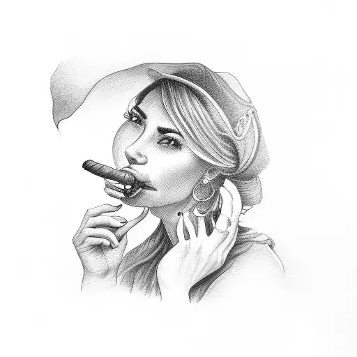 Cuban Woman With A Cigar In Her Mouth