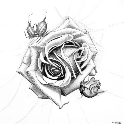 Roses With Spider Webb