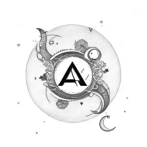 Combination Of Moon And Letter A