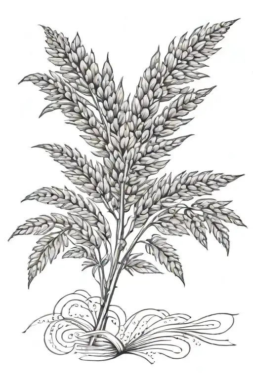 Wheat And Fern Plant