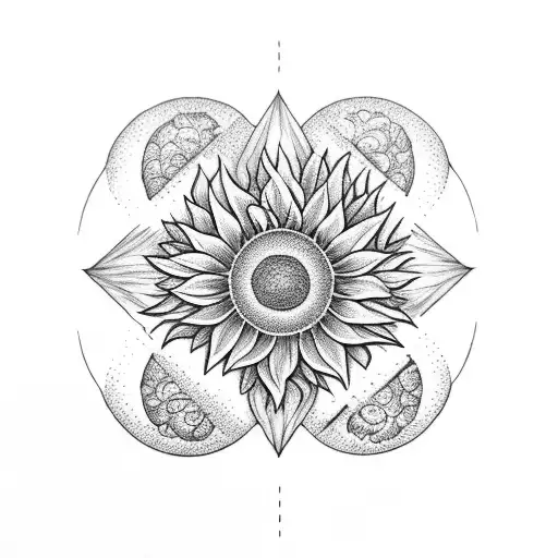 Triple Moon With Sunflower In The Middle