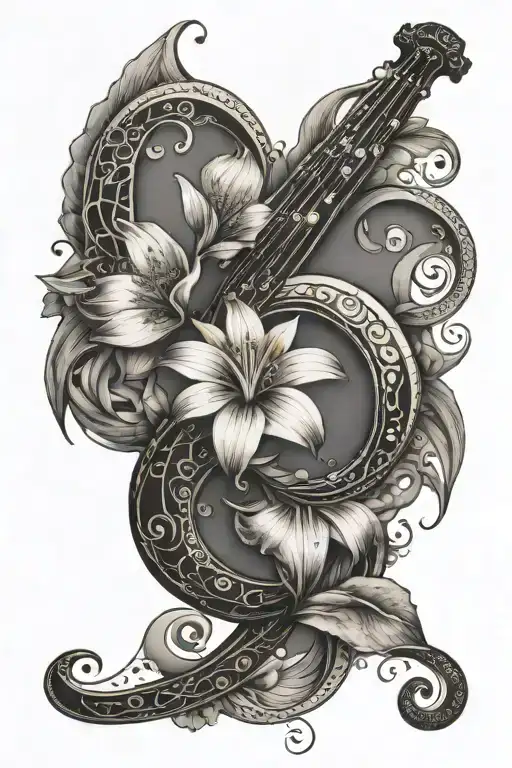 A Bass Clef And A Lily Flower