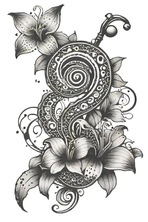 A Bass Clef And A Lily Flower