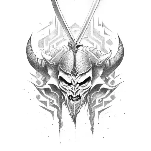 A Man With A Sword Fighting A Demon