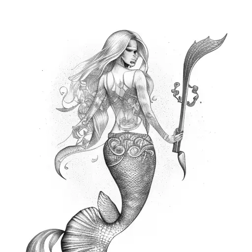 Mermaid With Arms Out To The Right