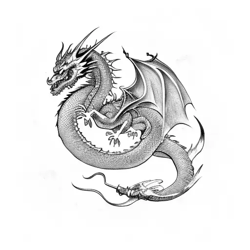 Dragon Around Sword