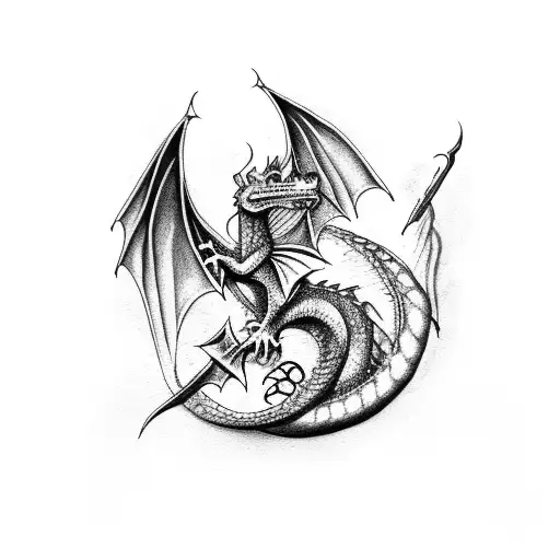 A Mystical Dragon Surrounded By Nordic Runes And Symbols