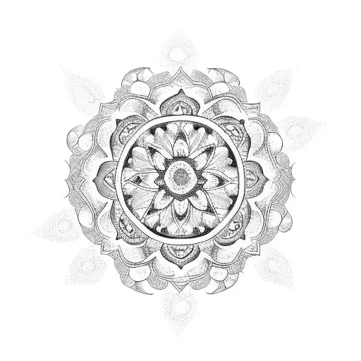 A Dotwork Mandala With The Son And Mother's Birth Flowers As The Central Design