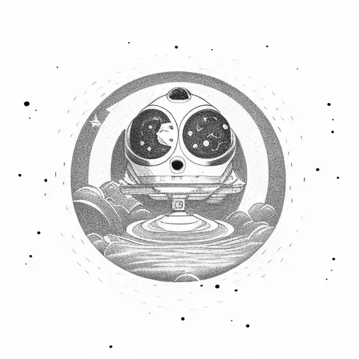 Astronaut Sitting On Floating Island Admiring Black Hole