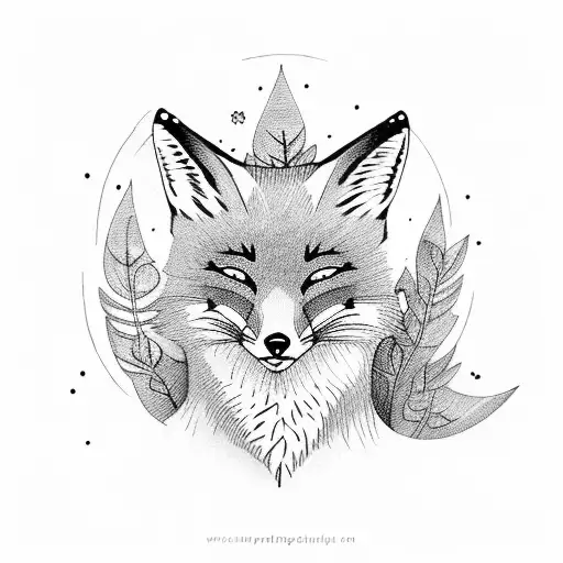 Sleeping Fox With Heather Twigs