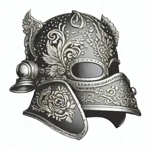 A Military Helmet With Intricate Russian Folk Art Designs