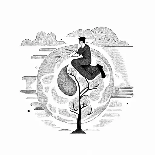 Man Sitting On The Tree Watching Moon