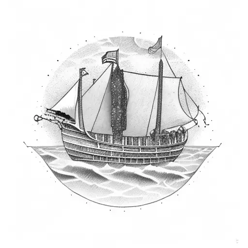 Mechanical Viking Longship With A Bear Figurehead