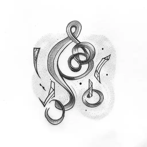 A Dotwork Tattoo Of A Musical Note Intertwined With A Book