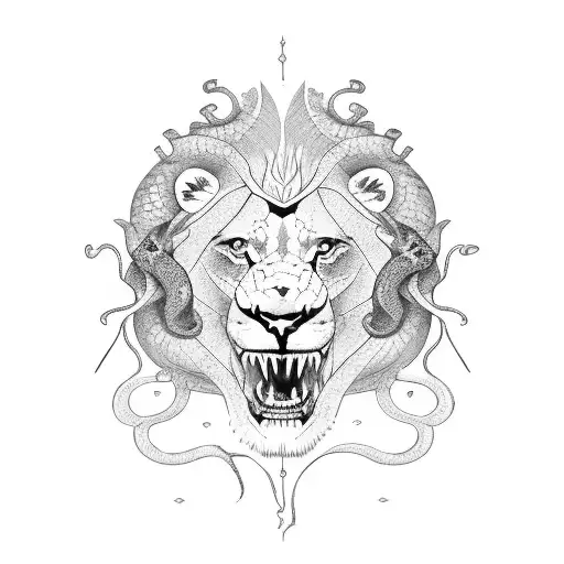 Lion Crocodile And Snake