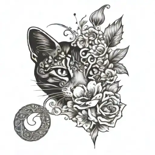 Cat Paw In Heart Of Flowers Wrapped