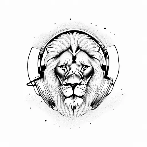Lion With Headphones